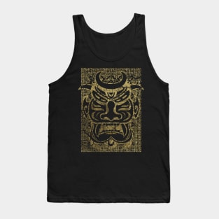 Vintage gold Tribal mask on tribal texture Tank Top